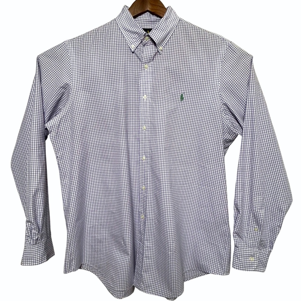 Ralph Lauren XL Men's Lavender Gingham Check Button Down Long‎ Sleeve Shirt